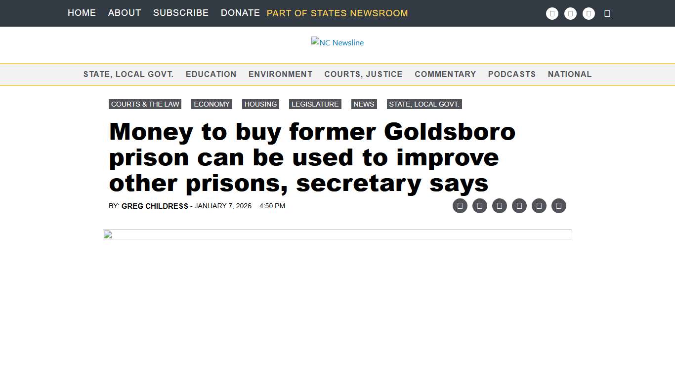 Money to buy former Goldsboro prison can be used to improve other prisons, secretary says • NC Newsline